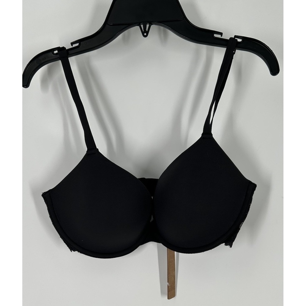 Skims‎ Fits Everybody Lace T Shirt Wing Bra Onyx Underwire Padded Black Size 34D